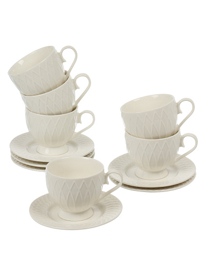 Набор чайный фарфор, 12 предметов, на 6 персон, 230 мл, Bonjart, ТМ Глория, 202507, подарочная упаковка