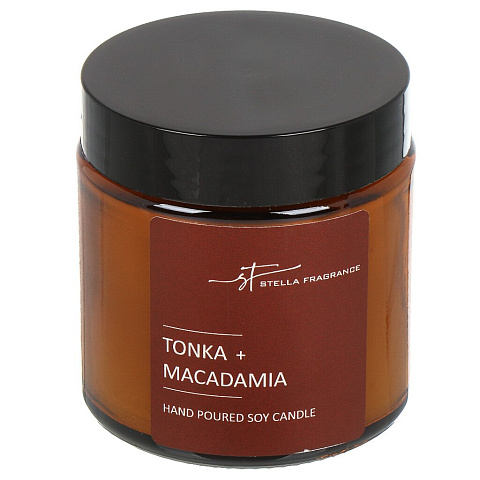 Свеча декоративная ароматическая, в стакане, Stella Fragrance, St Tonka Macadamia, 90 гр, SF0422