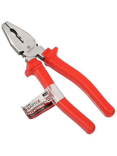 Пассатижи 200 мм, прямые, углеродистая сталь, Bartex, Эконом, 953038.1080