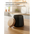 Банка для сыпучих продуктов, керамика, 0.5 л, 8.7х10.2х10.5 см, с крышкой, Черная, Y4-5035 - фото 5