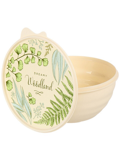 Миска пластик, круглая, 7.2 см, 0.85 л, с крышкой, Wave, Бытпласт, 43324530752, бежевая