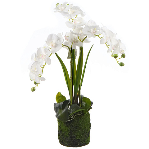 Цветок искусственный декоративный Орхидея в кашпо, 52 см, белый, Y4-7938
