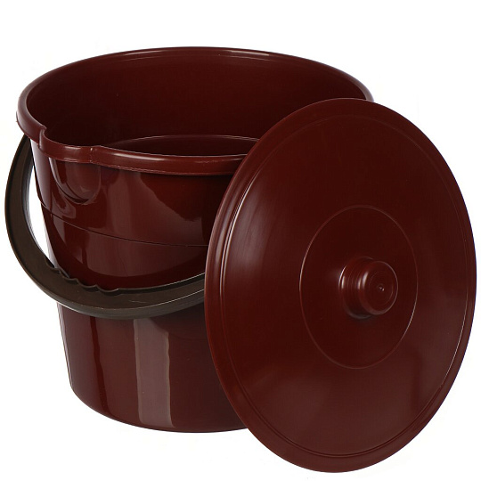 Ведро пластик, 10 л, с крышкой, коричневое, хозяйственное, Sparkplast, IS40018/5