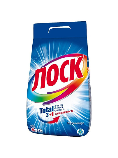 Стиральный порошок Лоск, 5.4 кг, автомат, для белого белья, Горное озеро