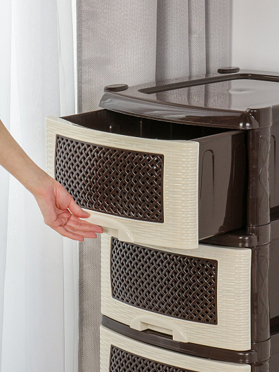 Комод 4 ящика, Плетенка, 39х47х95 см, бежево-коричневый, 0354/035401, Violet