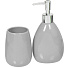 Набор для ванной 4 предмета, серый, керамика, стакан, подставка для зубных щеток, дозатор, мыльница, Y331 - фото 2