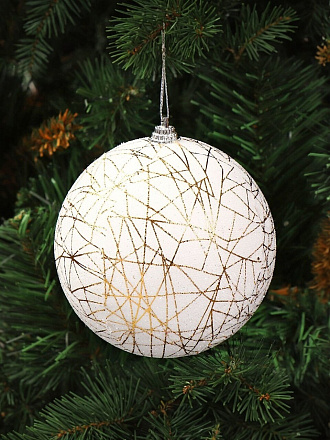 Елочный шар белый, 10 см, SYPMQF-1122065