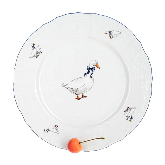 Тарелка обеденная, фарфор, 25 см, круглая, Гуси, Bernadotte, P1750045JQZ5936B59, в ассортименте