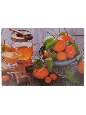 Салфетка для стола пластик, 40х28 см, прямоугольная, Мандарины, Y4-9156