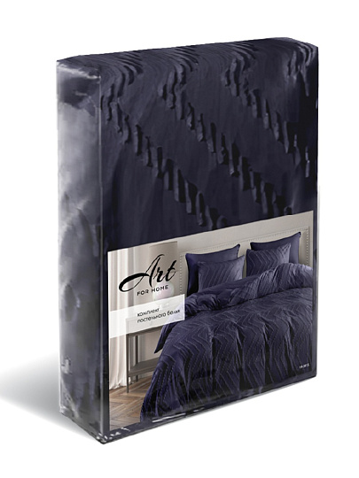 Постельное белье евро, простыня 200х216 см, 2 наволочки 50х70 см, пододеяльник 200х215 см, ART for Home, полисатин, Стриж жаккард, Зигзаг 19-3815