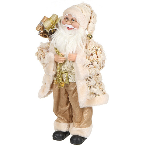 Фигурка декоративная полиэстер, Дед Мороз, 45 см, белая, Y4-4158