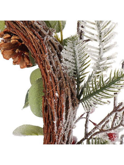 Венок рождественский 40 см, с шишками, заснеженный, SYHHA-0823076