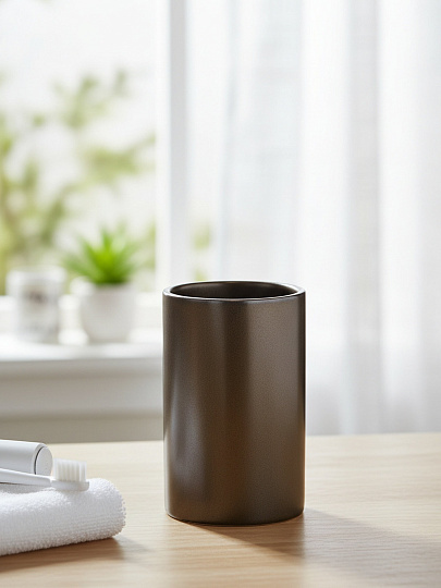 Стакан для зубных щеток Бронза/черный, керамика, 7.3x11.9 см, BCE1355AA-TB