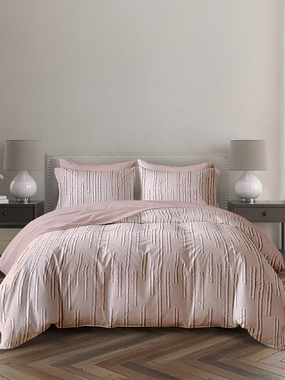 Постельное белье 1.5-спальное, простыня 150х216 см, 1 наволочка 50х70 см, пододеяльник 145х215 см, ART for Home, полисатин, Стриж жаккард, Штрих 14-3803