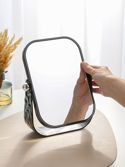 Зеркало настольное, 20х6х24.5 см, двухстороннее, прямоугольное, с увеличением, черная оправа, A070063