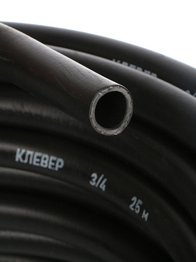 Шланг поливочный, 3/4 '', внутренний d18 мм, 4 атм, армированный, 25 м, 3 слоя, Клевер, ТЭП, черный