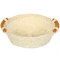 Корзина 21х15х6 см, круглая, плетеная, ротанг, с ручками, 06-157