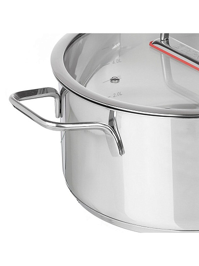 Кастрюля нержавеющая сталь, 6.8 л, крышка стекло, Taller, Тенденси, TR-17275, индукция