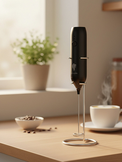 Вспениватель молока аккум, 10 Вт, 10000 об/мин, черная, Leonord, 110864