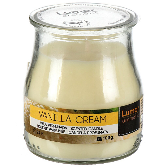Свеча ароматизированная, 7х6 см, в стакане, LUMAR , Ванильный крем Vainilla Cream, 100 гр,900453