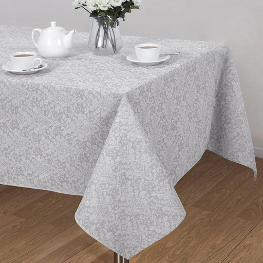 Скатерть 145х180 см, 100% хлопок, рогожка, 160 г/м2, АртДизайн, Вензель, серая