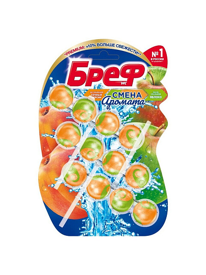 Подвеска для унитаза Бреф, Perfume Switch Сочный персик Яблоко, 3 шт, 50 г