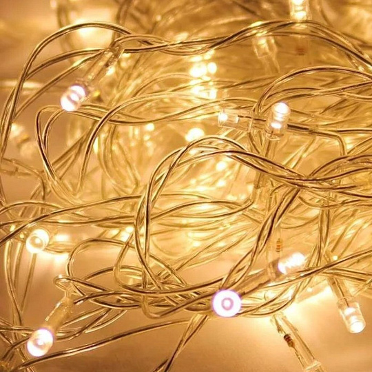 Гирлянда 120 ламп, 12.8 м, 8 режимов, Космос, свет белый, прозрачная, в помещении, сетевая, светодиодная, мигание, KOC_GIR120LED_W