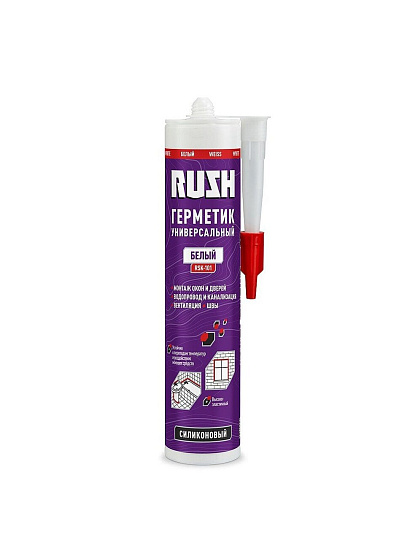 Герметик силиконовый, универсальный, KUDO, RUSH, RSK-101, 230 мл, белый