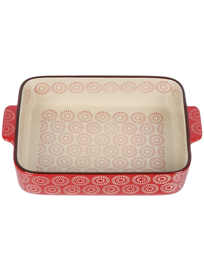 Форма для запекания керамика, 28х18.5х6.5 см, 1.7 л, фигурная, Круги на красном, Y6-10298