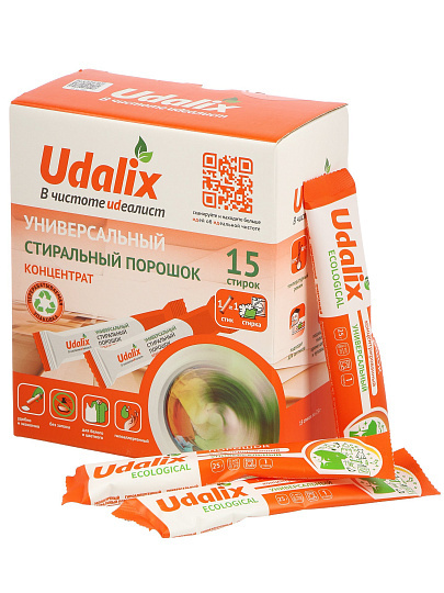 Стиральный порошок Udalix, универсальный, гипоаллергенный, концентрат, 15 стиков