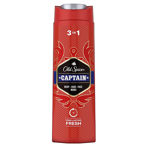 Гель для душа и шампунь Old Spice, 3 в 1 Captain, для мужчин, 400 мл