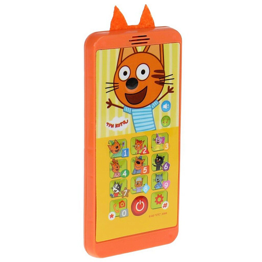 Телефон Умка, Три кота, 100 песен, звуков, фраз, мягкие ушки, учим цифры, цвета, HX2501-R50
