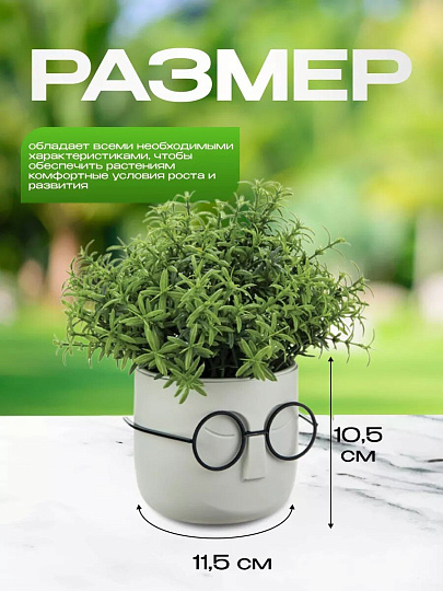 Кашпо пластик, 0.65 л, 11.5х10.5 см, со вставкой, белый ротанг, Idea, Стив, М 3079