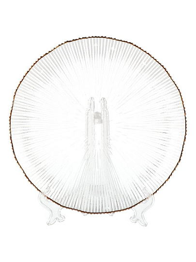 Тарелка десертная, стекло, 21x2 см, отвод золотом, круглая, Алмаз, Daniks, B150096/Y4-9200