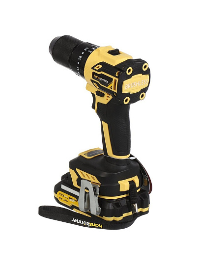 Дрель-шуруповерт аккумуляторный, ударный, Hanskonner, PLATINUM HCD2065PRO, бесщеточный, 18 В, 1BatterySystem, 2+4 Ач, кейс