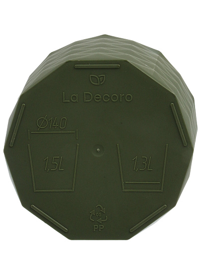 Кашпо пластик, 1.5 л, 14х13 см, теплая хвоя, La Decoro, Диамант, КШ-1803