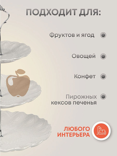 Ваза для фруктов, 3 яруса, керамика, 25.5х2.5, 20.5х2, 15.5х1.5 см, Y4-6315-2