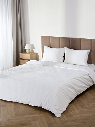 Пододеяльник 1.5-спальный, 145 х 220 см, 100% хлопок, страйп-сатин, белый, Monocolor, рис.3182