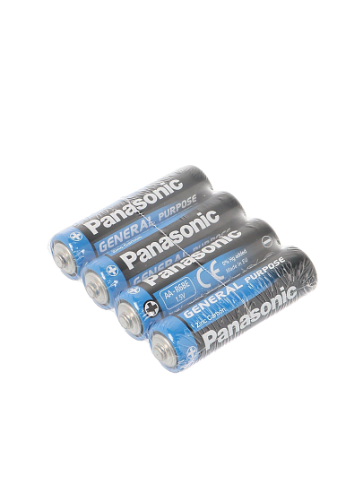 Батарейка Panasonic, АА (R6, 15D), General Purpose, солевая, 1.5 В, спайка, 4 шт