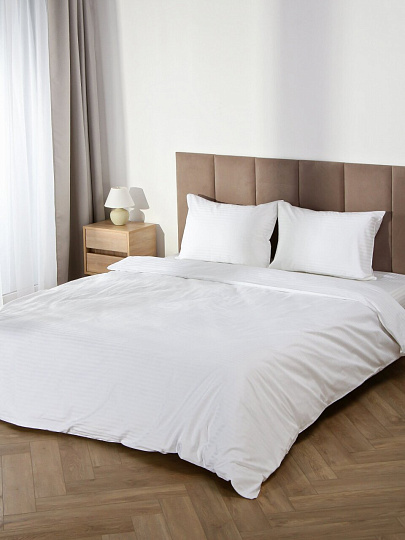 Пододеяльник 1.5-спальный, 145 х 220 см, 100% хлопок, страйп-сатин, белый, Monocolor, рис.3182