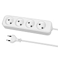 Удлинитель 4 гнезда, 5 м, без заземления, 10 А, 2300 Вт, белый, TDM Electric, Народный, SQ1303-1317