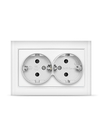 Розетка скрытой установки, 2 гнезда, с заземлением, 16 А, ABS пластик, IP20, белая, UNIVersal, Бриллиант, 7947533