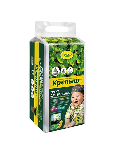 Грунт Крепыш, для рассады, брикетированный, питательный, 25 л, Фаско