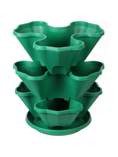 Кашпо пластик, 3 шт, темно-зеленое, Darel, Каскад, 505032