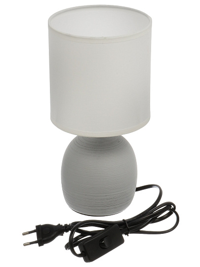 Светильник настольный E14, 40 Вт, серый с черным, абажур белый, Rivoli, Sheron, 7044-501, керамика