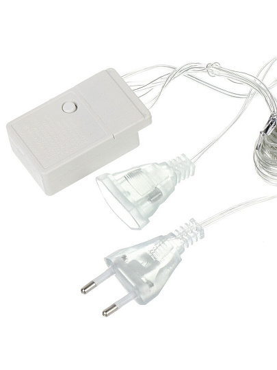 Гирлянда 320 ламп, 3х2 м, 8 режимов, Занавес, теплый белый свет, прозрачная, в помещении, сетевая, LED