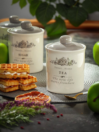 Банка для сыпучих продуктов, доломит, 0.55 л, с крышкой, Daniks, Чай Классик, HC3D01B-N1