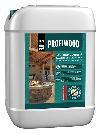 Антисептик Profiwood, ОгнеБио, для дерева, 1 гр.ББ-11, концентрированный, с индикатором, 10 л