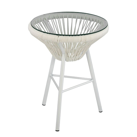 Стол металл, Acapulco, 41х41х52 см, круглый, столешница стеклянная, белый, АС002 white