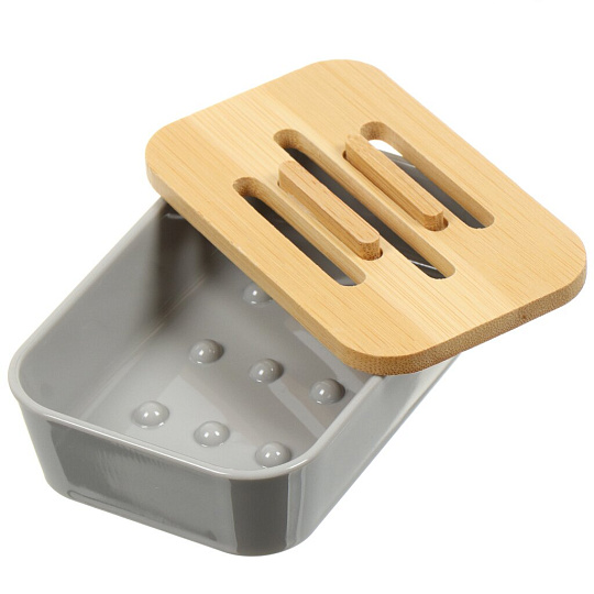 Мыльница настольная, пластик, 12x8x3 см, серая, PS0282GA-SD